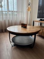 Salontafel rond hout industrieel zwart, Ophalen, Rond, 50 tot 100 cm, Zo goed als nieuw