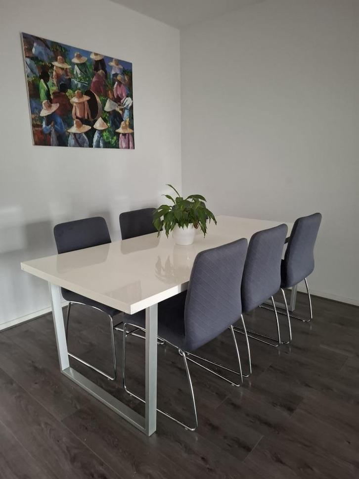 Dining table with chairs, Huis en Inrichting, Tafels | Eettafels, Gebruikt, 50 tot 100 cm, 200 cm of meer, Vijf personen of meer