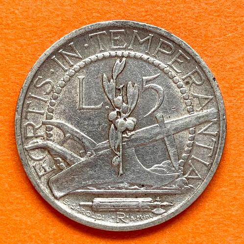 San Marino 5 Lire 1938 zilver, Postzegels en Munten, Munten | Europa | Niet-Euromunten, Overige landen, Zilver, Ophalen of Verzenden