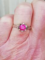 oude zilveren solitaire ring met roze toermalijn, Zilver, Ring, Verzenden