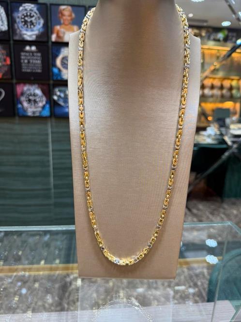 18Kt Goud - 82 Gr - KONING BICOLOR - Ketting, Sieraden, Tassen en Uiterlijk, Kettingen, Nieuw, Goud, Ophalen