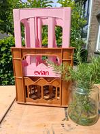 Decoratieve krat bruin evian bohemian vintage industrieel, Huis en Inrichting, Woonaccessoires | Kisten, Ophalen of Verzenden