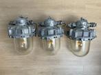 Prachtige set industriele /vintage hanglampen (3x) 50cm hoog, 50 tot 75 cm, Glas, Ophalen of Verzenden, Zo goed als nieuw
