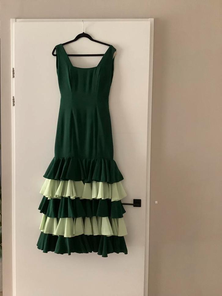Flamencojurk groen, Kleding | Dames, Carnavalskleding en Feestkleding, Gedragen, Kleding, Carnaval, Maat 38/40 (M), Ophalen of Verzenden