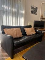 Zwarte leren bank + 2 Touché stoelen, Huis en Inrichting, Ophalen, 150 tot 200 cm, Tweepersoons, Zo goed als nieuw