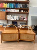 Twee rotan bamboe nachtkastjes vintage look goede staat, Huis en Inrichting, Slaapkamer | Nachtkastjes, Verzenden, Zo goed als nieuw
