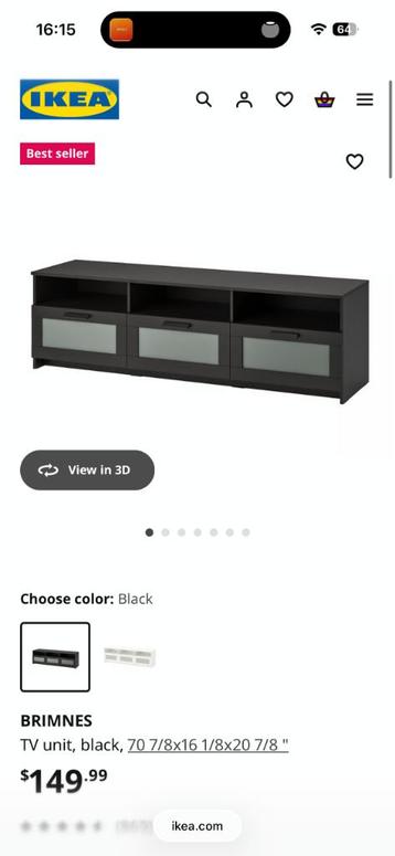 Mooie IKEA BRIMNES grote tv meubel /tv kast zwart