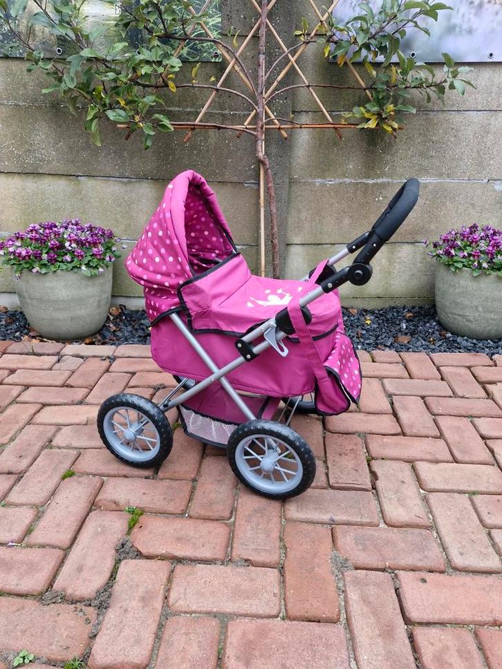 Roze Poppenwagen met Stippen, Kinderen en Baby's, Speelgoed | Poppen, Zo goed als nieuw, Overige typen, Ophalen