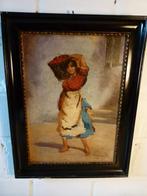 vintage schilderij marktvrouw Italy op paneel, Antiek en Kunst, Kunst | Schilderijen | Klassiek, Ophalen