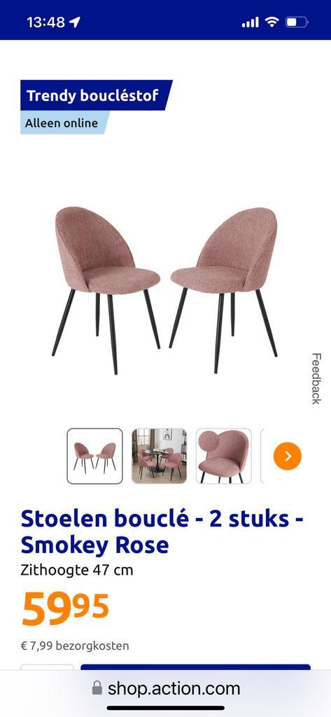 2 roze eetstoelen nieuw, Huis en Inrichting, Stoelen, Nieuw, Overige kleuren, Ophalen