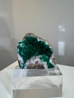 Dioptase op Calciet - Congo, Ophalen of Verzenden, Mineraal