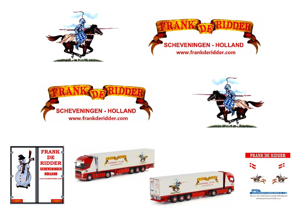 Vrachtauto decal 1:50 Frank de Ridder transport ( type 2 ), Verzenden, Nieuw, Bus of Vrachtwagen, Overige merken