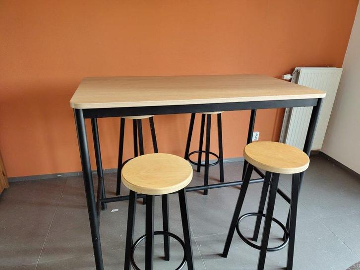 Bartafel met 4 krukken, Huis en Inrichting, Tafels | Statafels, Gebruikt, Ophalen