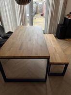Houten eettafel met bijpassend bankje, Huis en Inrichting, Ophalen, Gebruikt, 100 tot 150 cm, Vijf personen of meer