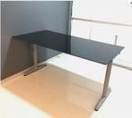Bureau glas zwart 160x80, Ophalen, In hoogte verstelbaar, Gebruikt, Bureau