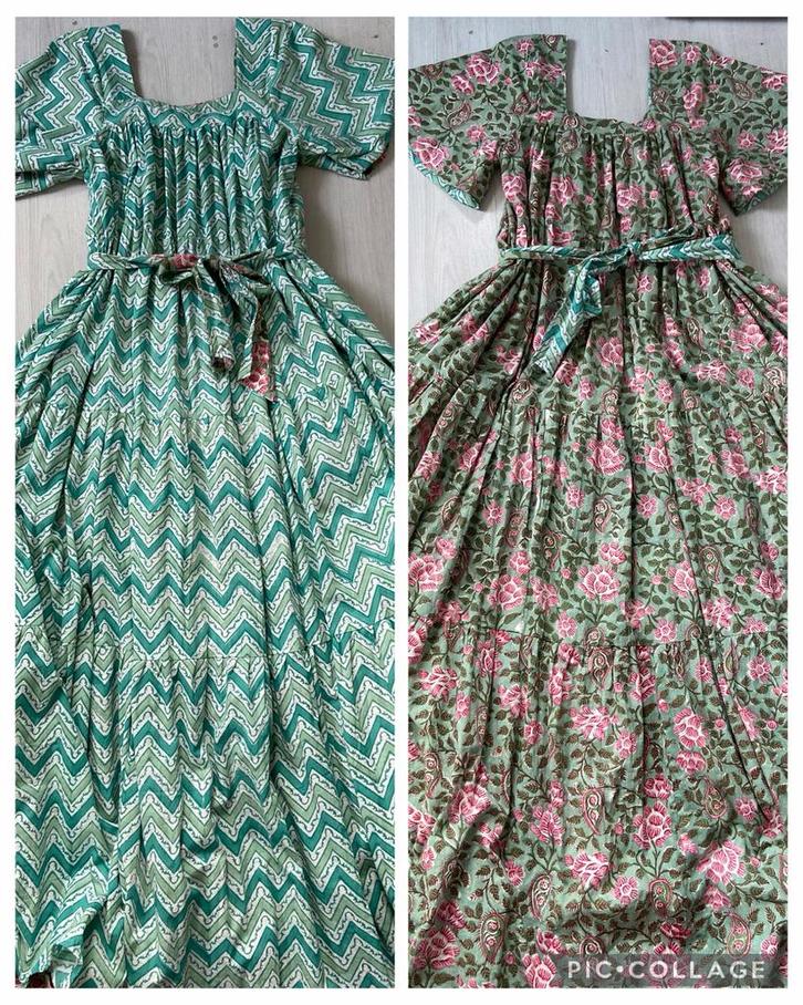 JOYA’S VIDA twee kanten maxi jurk in mintgroen en roze M/L, Kleding | Dames, Jurken, Zo goed als nieuw, Groen, Onder de knie, Verzenden
