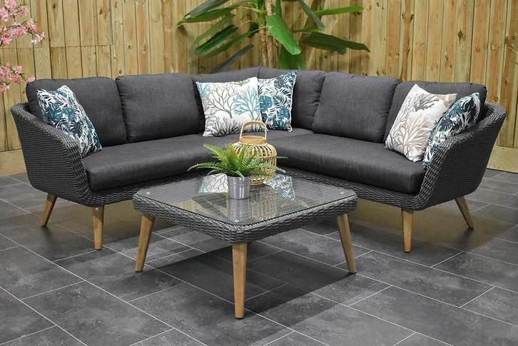 Milano Loungeset Hoekbank Lage Tafel Anthracite SHOWROOMMODE, Tuin en Terras, Tuinsets en Loungesets, Nieuw, Loungeset, Wicker