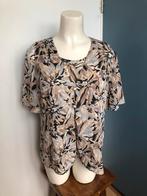 Atelier twinset setje bruin beige bladeren 42 top vestje, Atelier, Beige, Maat 42/44 (L), Ophalen of Verzenden