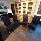 4 Eetkamerstoelen - Stof, Hout, Huis en Inrichting, Stoelen, Hout, Gebruikt, Ophalen of Verzenden, Vier