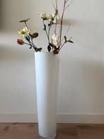 Glazen witte vaas, 60cm hoog, Ophalen, 50 tot 75 cm, Wit, Glas