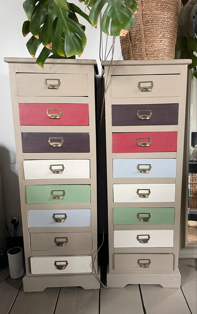 2 Ladekasten Farrow & Ball Mouse Back, Huis en Inrichting, Kasten | Dressoirs, Gebruikt, Minder dan 50 cm, 25 tot 50 cm, Met lade(s)