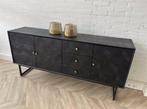 Magazijn Leegverkoop Dressoir zwart mangohout visgraat metal, Nieuw, Ophalen of Verzenden, Info@wkhome.nl, Argonweg 20 Amersfoort