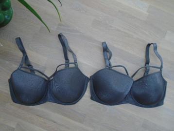 2x Marlies Dekkers donkergrijze space odyssey padded bh 80F beschikbaar voor biedingen
