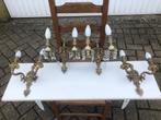 Vier vintage messing Rococostijl wandlampjes uit Engeland., Ophalen of Verzenden
