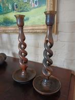 Oude Franse Brocante 2 x Kandelaar - Getorst hout XL, Antiek en Kunst, Ophalen of Verzenden, Overige materialen