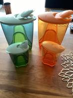 Sapkannen , kannen Tupperware , 4 stuks (1,6 L en 350 ml), Ophalen of Verzenden, Zo goed als nieuw, Blauw, Beker of Kan