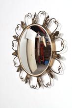 Vintage Franse spiegel met bol glas messing verchroomd, Huis en Inrichting, Woonaccessoires | Spiegels, Gebruikt, Ophalen of Verzenden