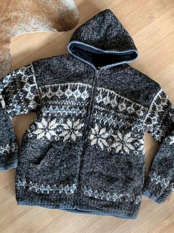 Nepal wool gevoerd vest M L bohemian capuchontrui beschikbaar voor biedingen