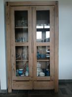 Acaciahouten vitrinekast in zeer goede staat, 100 tot 150 cm, Landelijk/industriëel, Ophalen of Verzenden, Zo goed als nieuw