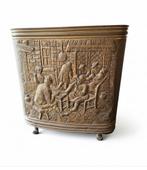 Messing/koper engelse paraplubak met tafereel, Ophalen of Verzenden, Brons