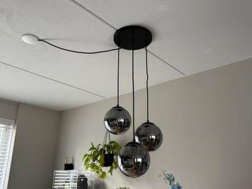 QAZQA Art deco hanglamp zwart met smoke glas 3-lichts beschikbaar voor biedingen