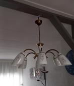 Plafondlamp, plafonnière, Spiderlamp en glas in lood lamp, Gebruikt, Vintage, Ophalen, Glas