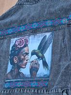 Frida Kahlo kolibrie zwart grijs dames spijkerjas, jeansjas, Kleding | Dames, Maat 38/40 (M), Zwart, Nieuw, Ophalen of Verzenden