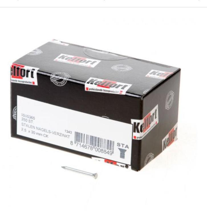 Stalen Buigzame nagel Kelfort 30 x 2.5mm Diameter (mm2,5 mm), Doe-het-zelf en Verbouw, IJzerwaren en Bevestigingsmiddelen, Nieuw