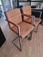 2x Barstoelen cognac kleurig suede, 2 krukken, Ophalen, Gebruikt, 60 tot 90 cm