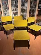 Eetkamer stoelen 4 stuks vintage bekleding met staal pastoe, Huis en Inrichting, Vier, Vintage, Ophalen of Verzenden, Stof