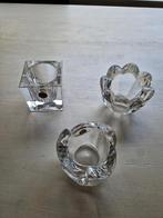 Waxinelichtjes kristal quadro vintage antiek landelijk, Ophalen of Verzenden, Zo goed als nieuw, Overige materialen, Minder dan 25 cm