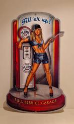Metaal, pin-up, gas station, gasoline, wandbord, benzine, Ophalen of Verzenden, Nieuw