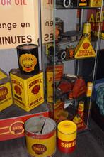 gezocht emaillebord olie blik reclamebord shell 1930 1950, Verzamelen, Ophalen, Gebruikt, Reclamebord