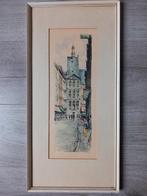Dinghuis Maastricht ets door Gerard van Berkel, grotestraat, Antiek en Kunst, Kunst | Litho's en Zeefdrukken, Ophalen of Verzenden