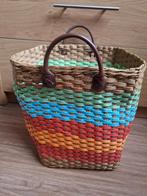 Kleurrijke Rieten Tas Strandtas Boodschappen Tas, Sieraden, Tassen en Uiterlijk, Tassen | Damestassen, Ophalen of Verzenden, Zo goed als nieuw