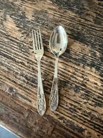 Oud verzilverd kinder bestek, Antiek en Kunst, Antiek | Bestek, Ophalen of Verzenden