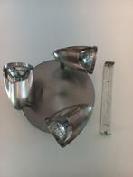 Plafondspots, met 3 spotjes, mat RVS, Ophalen of Verzenden, Zo goed als nieuw, Metaal of Aluminium, Plafondspot of Wandspot