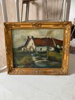 Oud schilderij in prachtige gouden kader 60x50cm, Antiek en Kunst, Kunst | Schilderijen | Klassiek, Ophalen of Verzenden