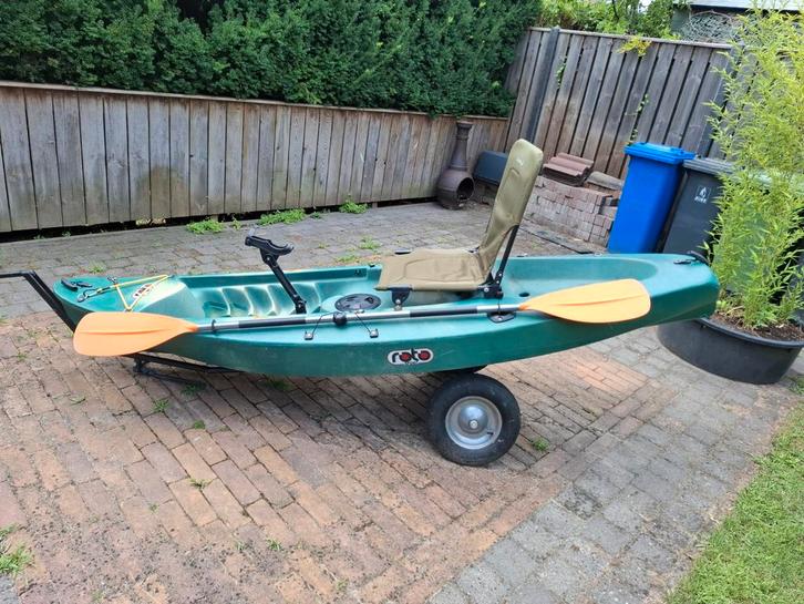 Vis Kayak met Peddels en Karretje, Watersport en Boten, Kano's, Gebruikt, Kajak, Eén persoon, Met peddels, Ophalen