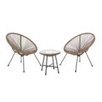 ❤️ Trendy Rieten Design Loungeset Bruin - Egg Chairs + Tafel, Caravans en Kamperen, Nieuw, Campingstoel